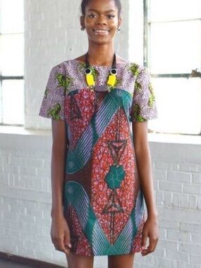 Suakoko Betty African Print Mini Dress — XL